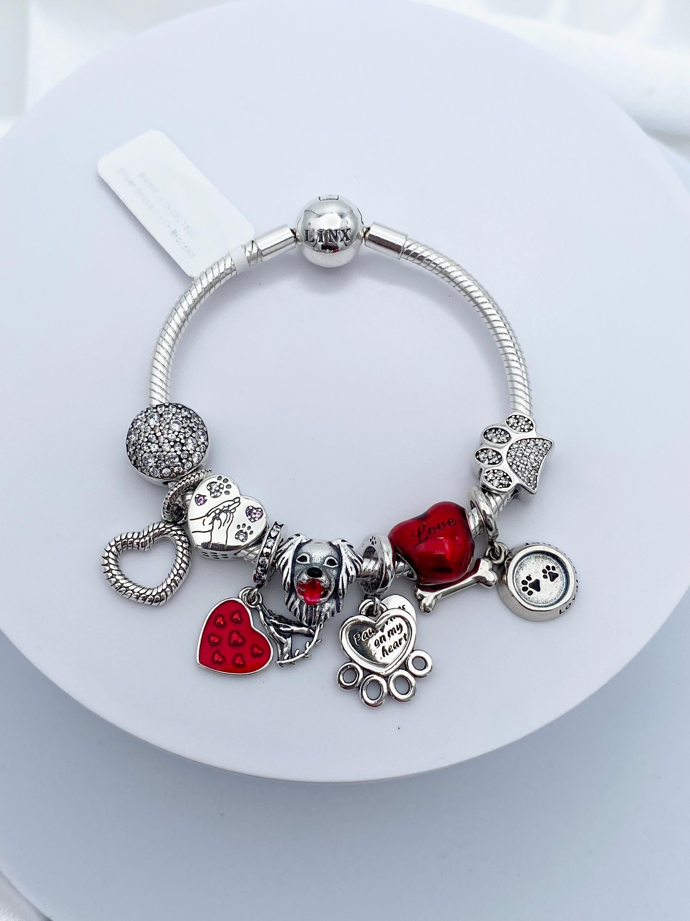 Linx Silver Snake Chain Bracelet With Golden Retriever Themed