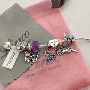 Linx Silber Schlangenkette Armband mit Nichte Themed Charms 925 Sterling Silber