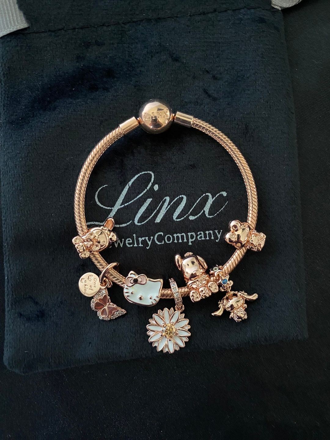 Linx Rose Gold Bracelet With Character Themed Charms Etsy