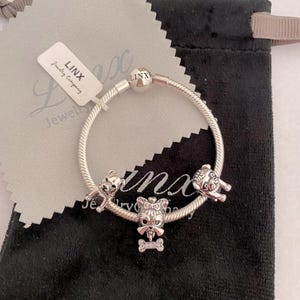 Linx Silver Snake Chain Bracelet with Dog Themed Charms 925 sterling silver