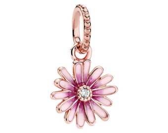 Rose Gold and Pink and Purple Flower Dangle Charm