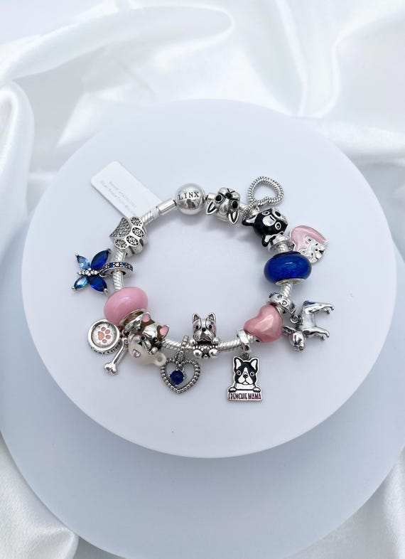Sterling Silver French Bulldog Charm Bracelet: Dog Lover Jewelry