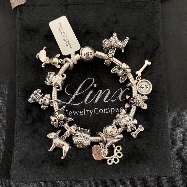 Linx Bracelet with Dog Themed Charms 925 sterling silver