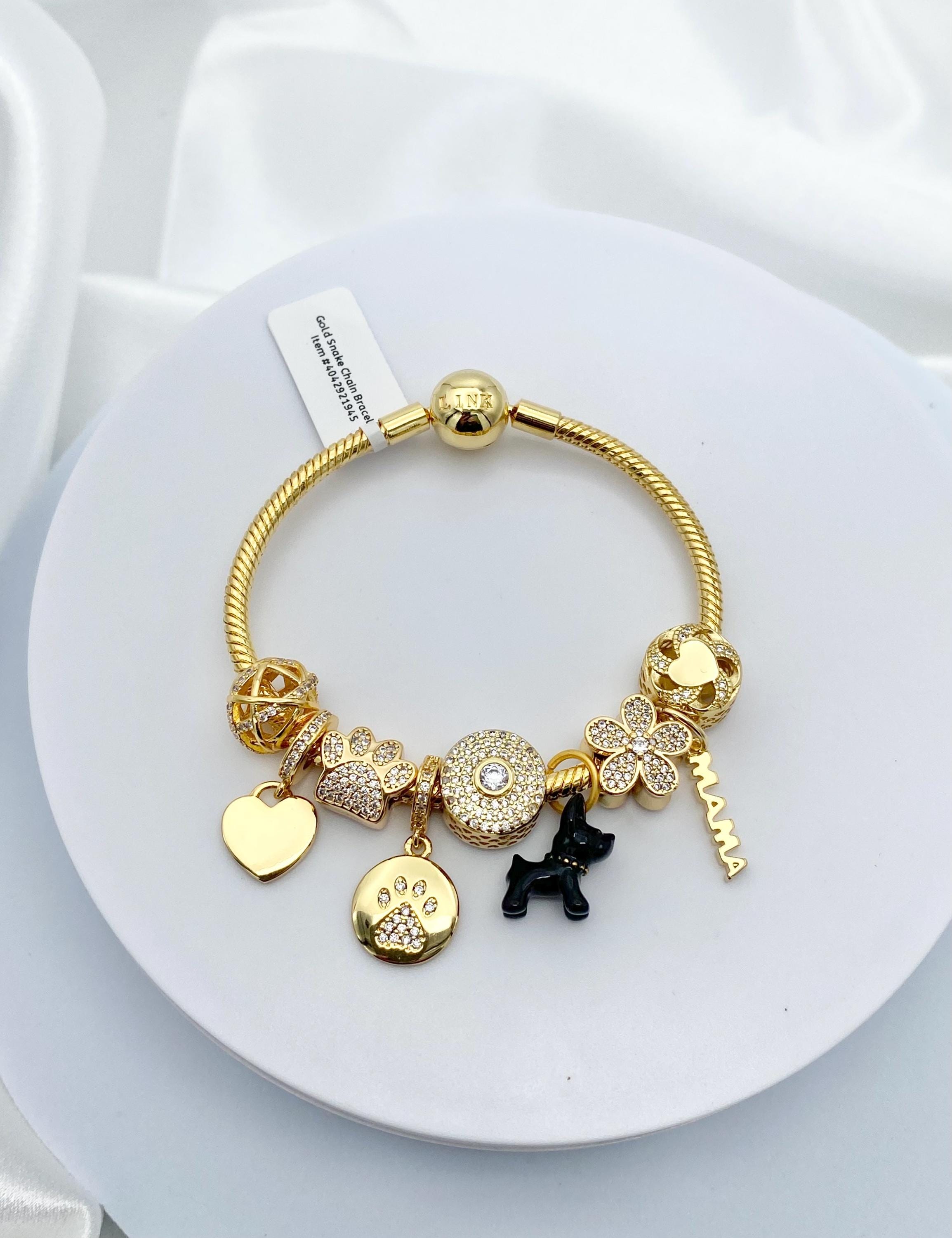 Linx Yellow Gold Snake Chain Bracelet With Scottish Terrier Mama