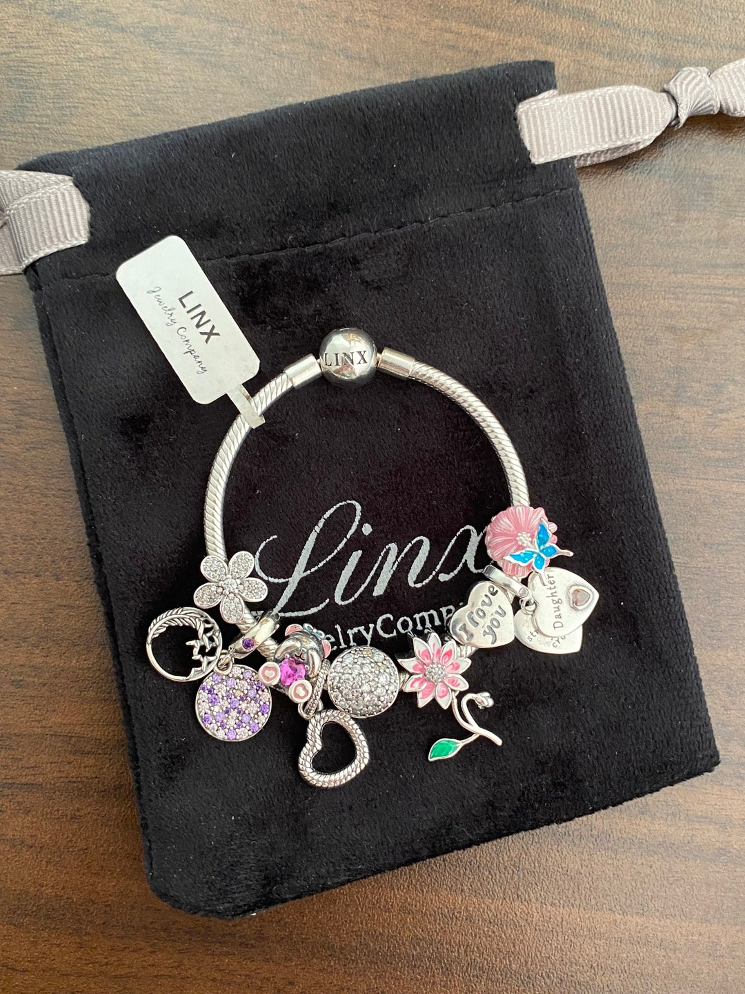 Linx Silver Snake Chain Bracelet With Daughter Themed Charms