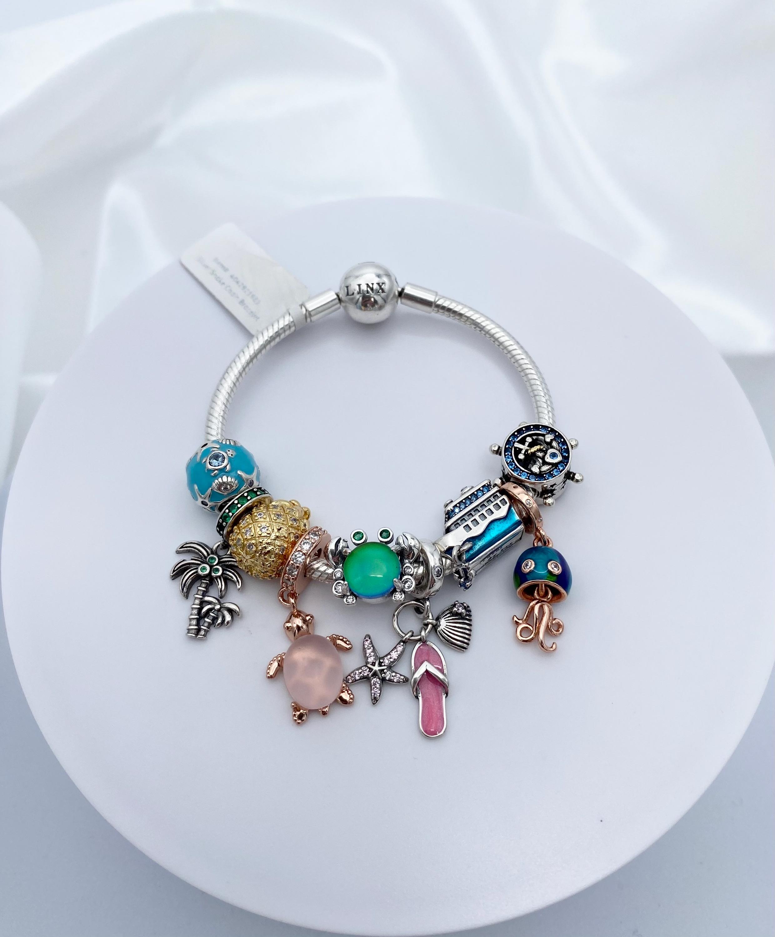 Linx Sterling Silver Charm Bracelet: Cruise Theme, Sea Life Charms