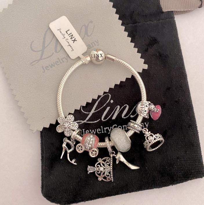 Linx Silver Snake Chain Bracelet With Princess Themed Charms