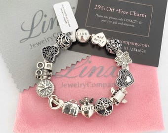 Linx Snake Chain Bracelet with Schnauzer Themed Charms 925 sterling silver