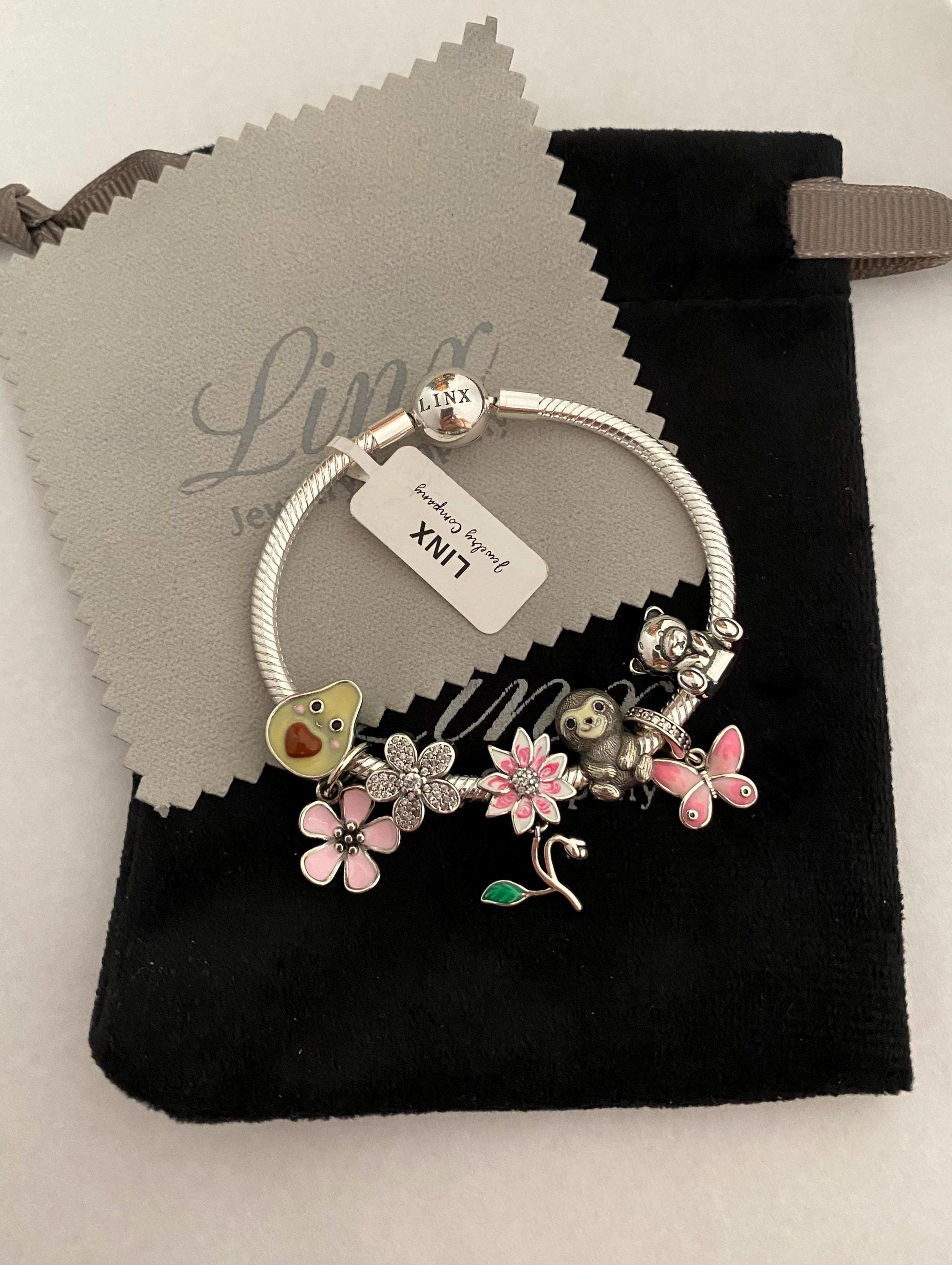 Linx Silver Snake Chain Bracelet With Colorful Themed Charms