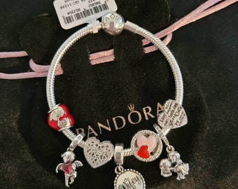 Pandora Bracelet With Wife Valentines Themed Charms Etsy