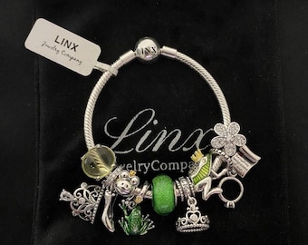 Linx Snake Chain Bracelet with Princess and Frog Prince Themed Charms