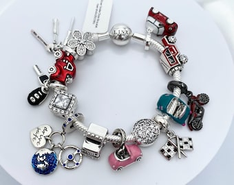 Linx Charm Bracelet With Car Themed Charms 925 Sterling Silver - Etsy