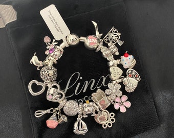 Linx Snake Chain Bracelet With Silver Charms 925 Sterling Silver
