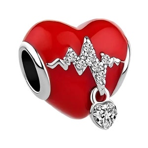 Red Heart with Zircon Heartbeat Charm