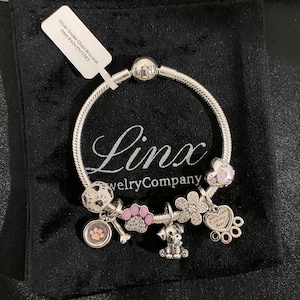 Linx Silver Snake Chain Bracelet with Dog Mom Themed Charms