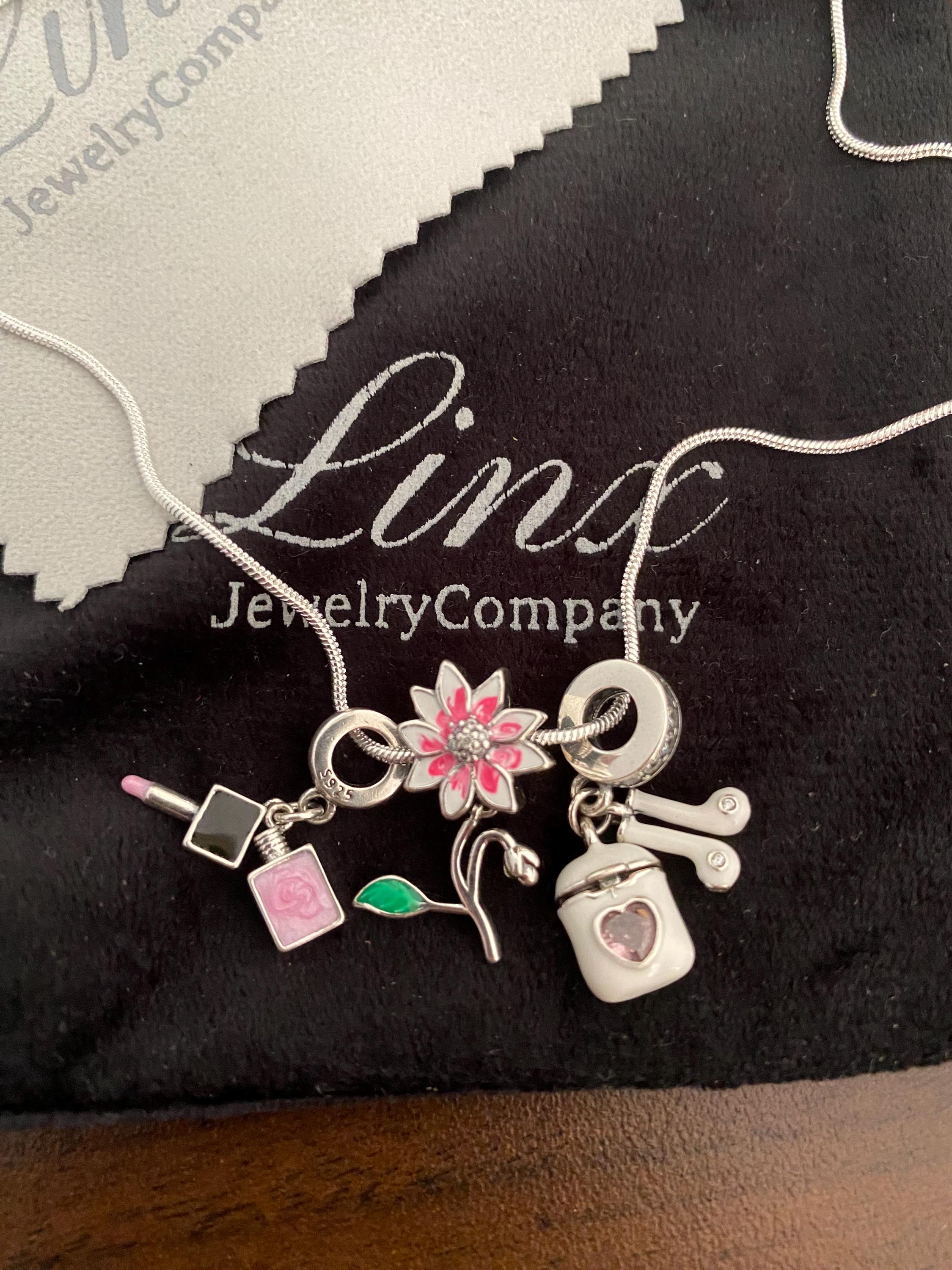 Collana URONE In Argento 925 Con Ciondolo Rosa E Note Musicali, Regalo Per Amanti Della Musica - 2