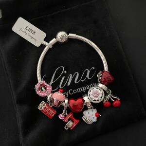 Linx Snake Chain Bracelet with Sweets Themed Charms