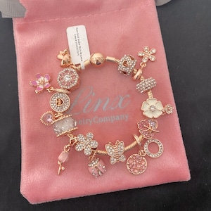 Linx Rose Gold Bracelet with Zircon and Pink Themed Charms