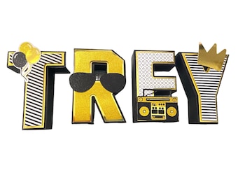 Notorious One 3D Letters. Rap Legend Party decor. BoomBox Bling birthday party. Hip Hop first birthday decor. Notorious 1 Party Supplies
