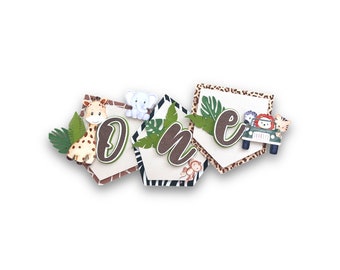 Banner de fiesta Wild One con temática de animales de safari (guirnalda para trona)