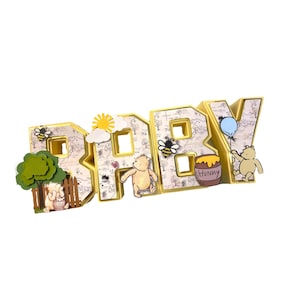 Classic Pooh 3D Letters. Winnie the Pooh 3D Letter Baby Shower Party. Pooh Photo Prop - Pooh Birthday Decor. Pooh One Sign. PINk