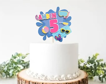 Summer Pool Party Cake topper - Beach party birthday topper -  Swim Party - Pool Party - Summer Party - Beach Ball - Pool Party Decor