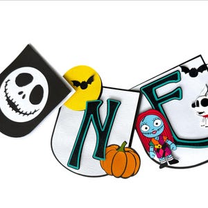 Nightmare Christmas banner to decorate a high chair- Garland nightmare Birthday Decor - jack sally birthday Banner - Cake smash decor prop