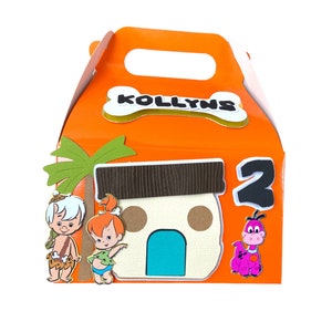 Pebbles Bam Bam Gable Favor boxes - Bam Bam Party Favors - Yabba Dabba two-party - Bam Bam Pebbles Personalized box, Pebbles Party Supplies