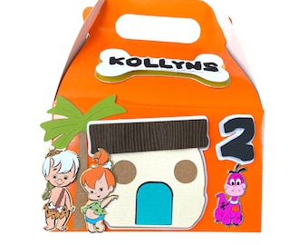 Pebbles Bam Bam Gable Favor boxes - Bam Bam Party Favors - Yabba Dabba two-party - Bam Bam Pebbles Personalized box, Pebbles Party Supplies