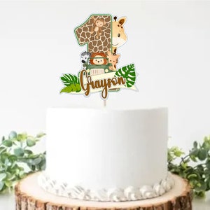 Jungle Safari Wild Animals Cake Topper, Personalized Birthday Cake Topper, Baby Animals Cake Topper, Wild One, Baby Shower