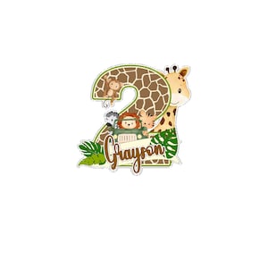 Two Wild Cake Topper, Personalized Jungle Birthday Cake Topper, Baby Animals Cake Topper, Wild One, Baby Shower