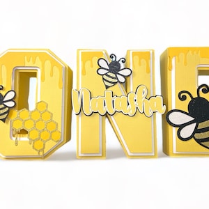 Bumble Bee birthday decor, BEE theme birthday, 3D bee letters, bee first birthday decorations, bumble bee first birthday