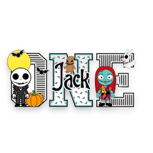 Nightmare Christmas 3D Letters Birthday Decoration Jack & Sally 3D Letters. Before Christmas Cake Smash decor. Night four christmas