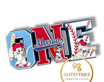 Baseball Mickey 3D Letter | Mickey Themed First Birthday | Little Slugger Party Banner