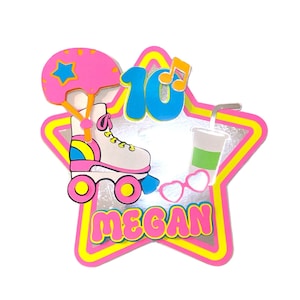 Roller Skating Theme Cake Topper. Let&#39;s Roll Retro Roller Derby. Lets Roll Retro Roller Derby Theme 70s 80s Disco Cake Topper