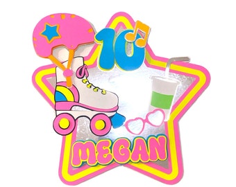 Retro Roller Derby Cake Topper, 70s 80s Disco Theme