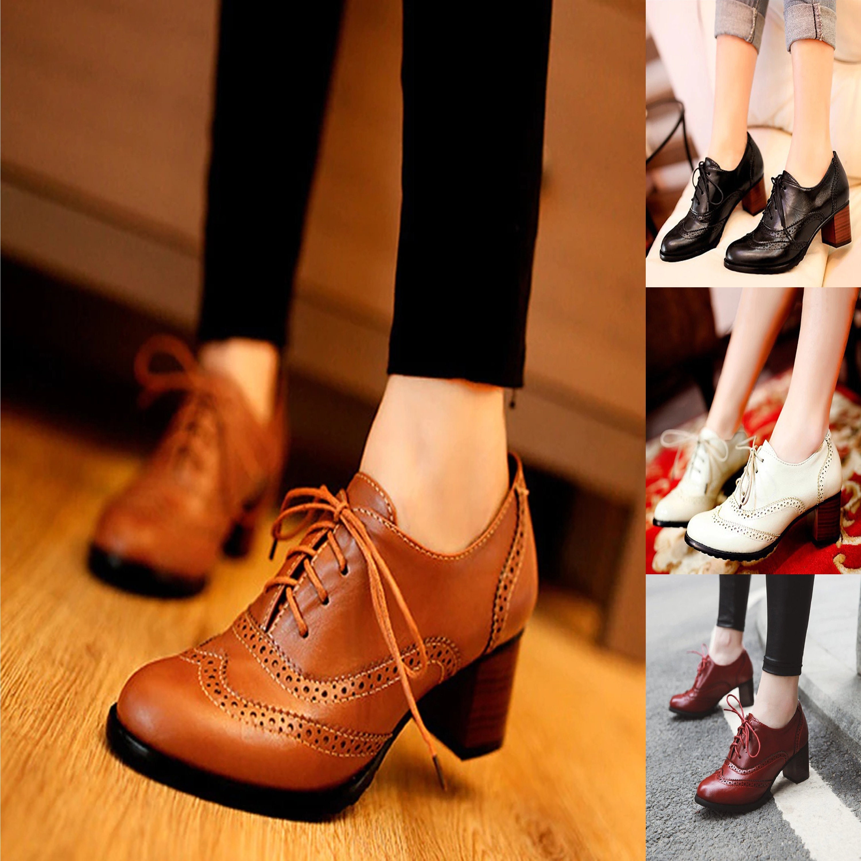 Chunky heeled brogues sale