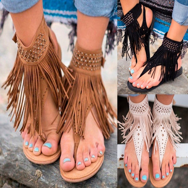 Sandalias de verano para mujer, chanclas con punta abierta y diamantes de imitación, sandalias Retro informales para mujer, zapatos de playa de talla grande