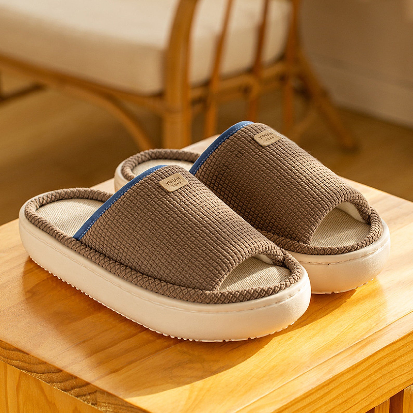 Japanese Waffle Linen Slippers Slides Unisex Summer House Etsy