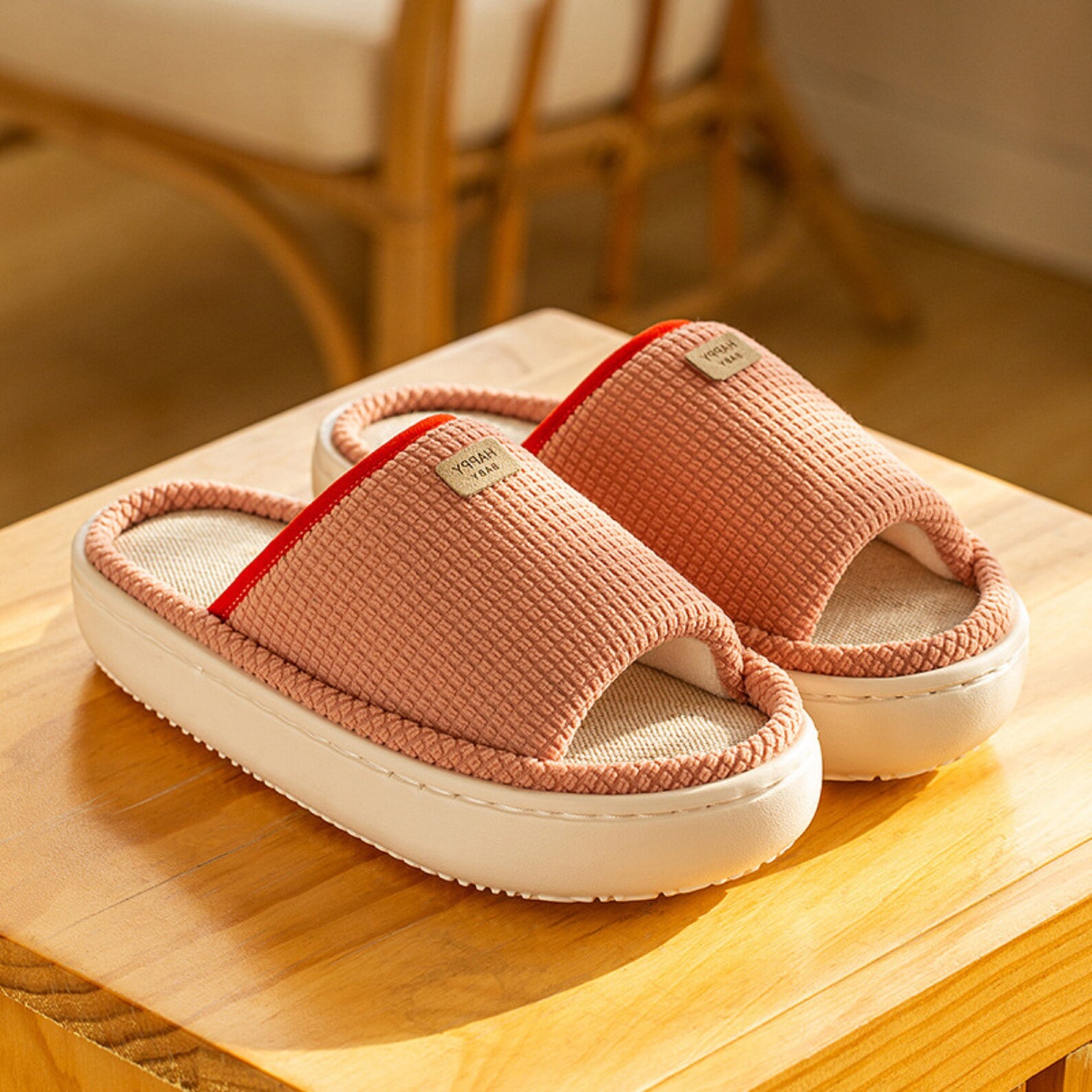 Japanese Waffle Linen Slippers Slides Unisex Summer House Etsy