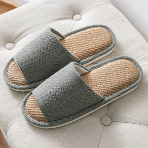 Summer Linen Slippers Slides Unisex Soft Linen Slippers - Etsy