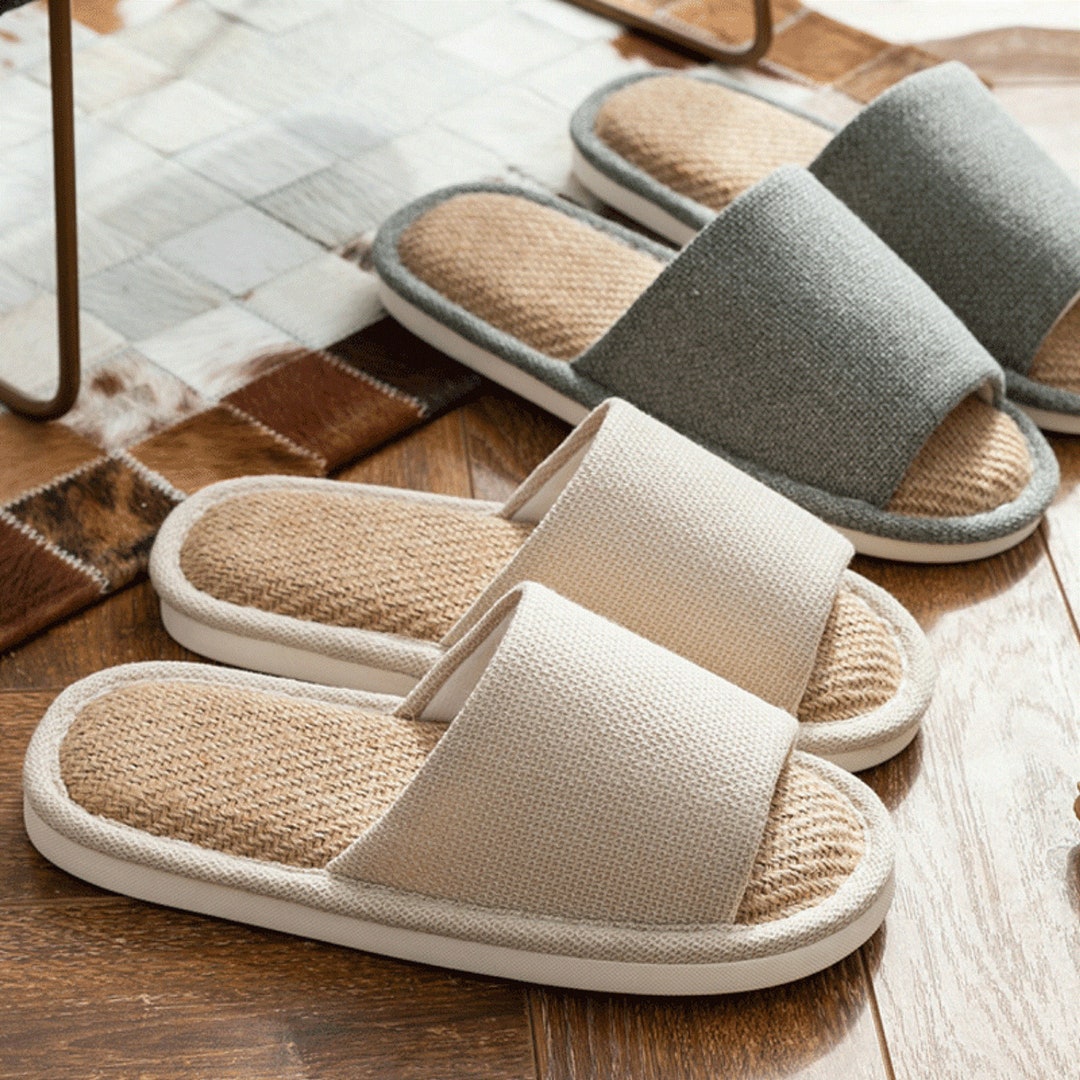 Summer Linen Slippers Slides Soft Slippers -