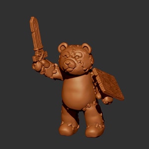 3D STL File - Teddy Bear Protector - Tabletop Miniature
