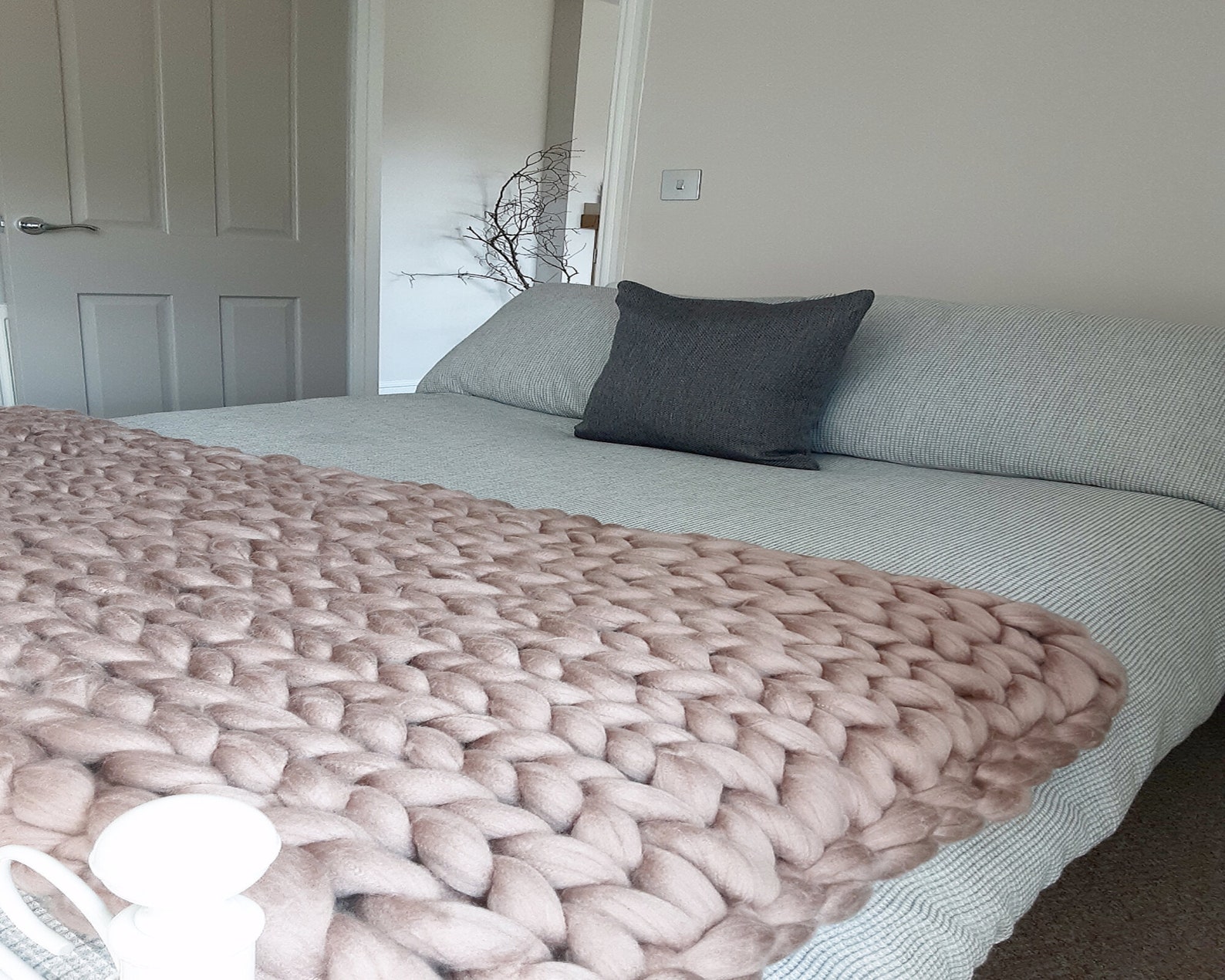 Super Chunky Knit Throw Super Chunky Knit Blanket Handmade Knit Arm