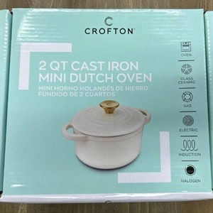 Pair 1 QT Metal Enamel Dutch Oven Crofton Pot Pan Casserole Soup W Lids Set  2 