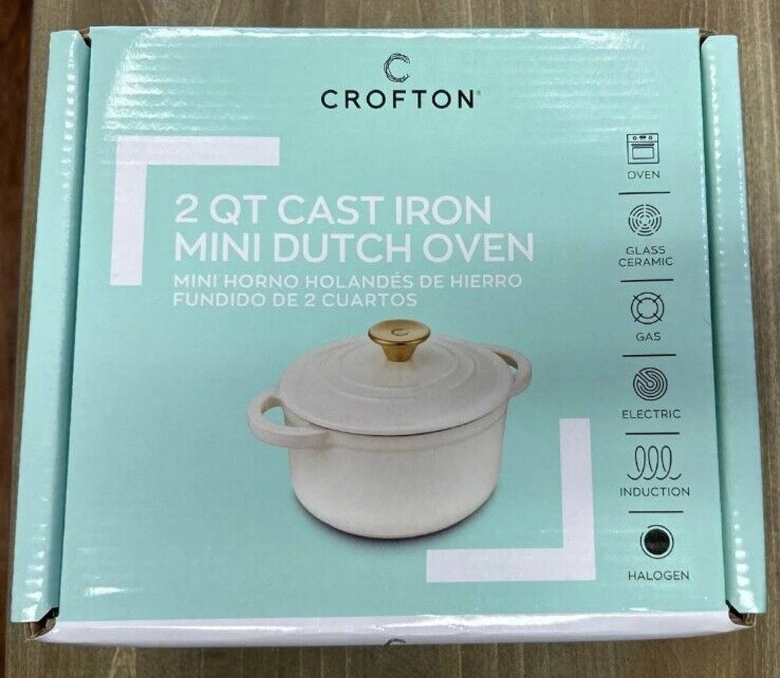 Crofton 2 Qt Cast Iron Mini Dutch Oven - White