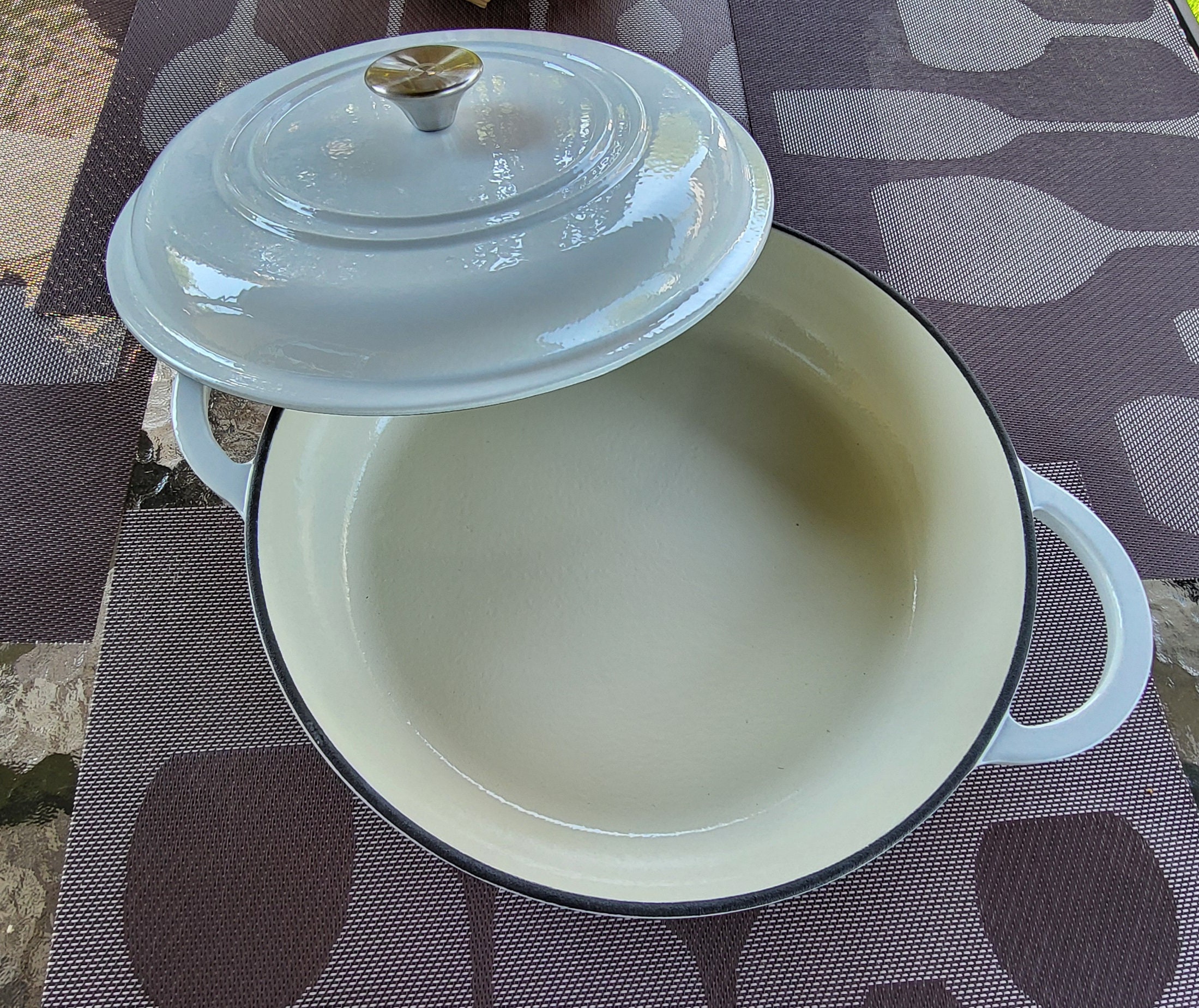 CROFTON 3.7 QT Cast Iron BRAISER White/mint Green Etsy