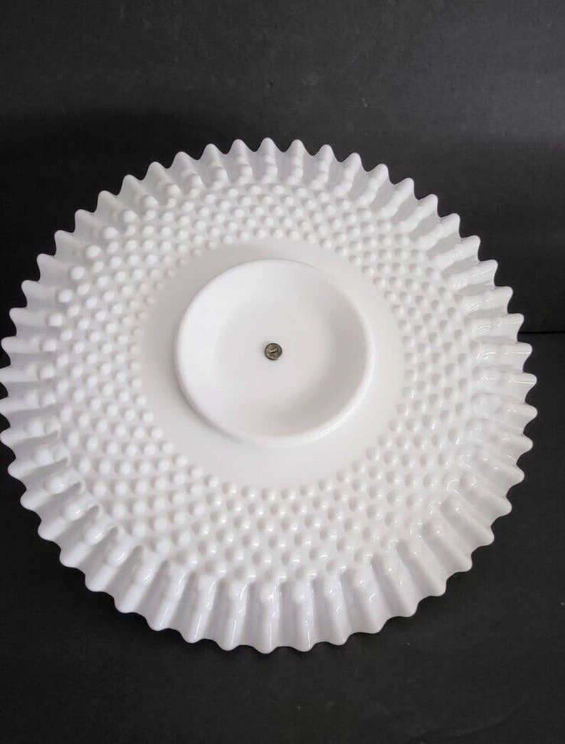Fenton White Milk Glass Serving Platter Tray Crimped Hobnail Etsy