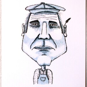 Keir Starmer Karikatur Postkarte, Schreibtisch Kunst, Wandkunst, A6 350gsm hohe Qualität, enthält Adresslinie und Stempel Quadrat.  Lustiges Geschenk.