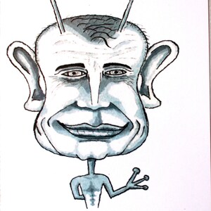 Andrew Marr Karikatur Postkarte, Schreibtisch Kunst, Wandkunst, A6 350 g/qm hohe Qualität, enthält Adresslinie und Stempel Quadrat.  Lustiges Geschenk.